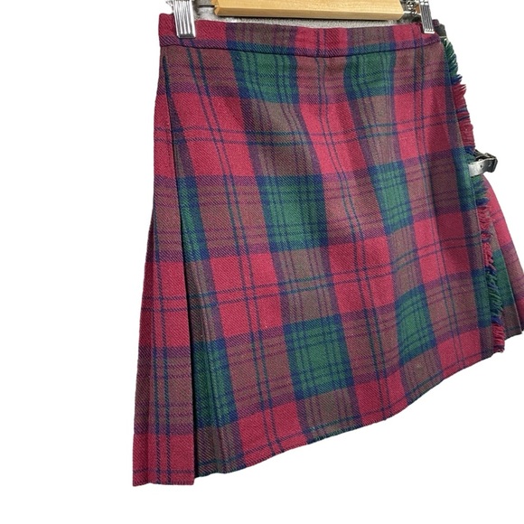 Vintage Moffat Weavers Scotland Plaid Tartan Kilt Skirt UK 14 Wrap Buckle Wool - Picture 3 of 13